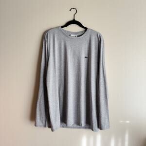 Lacoste Grey Long Sleeve Regular Fit Tee Shirt Top XL NWT Norm Basics Preppy